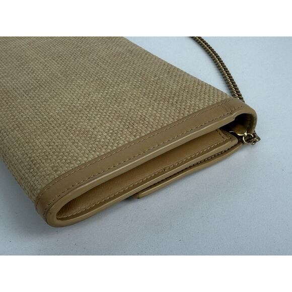 Saint Laurent Micro Raffia Monogram Uptown Chain Wallet – Natural Hay Blush - Picture 11 of 16